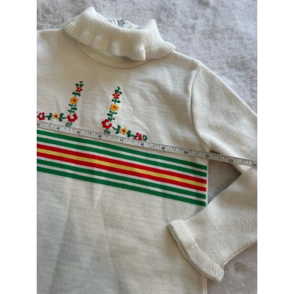 Vintage Little World Floral Striped Knit Sweater Dress Size 18 months-2T - Picture 2 of 8